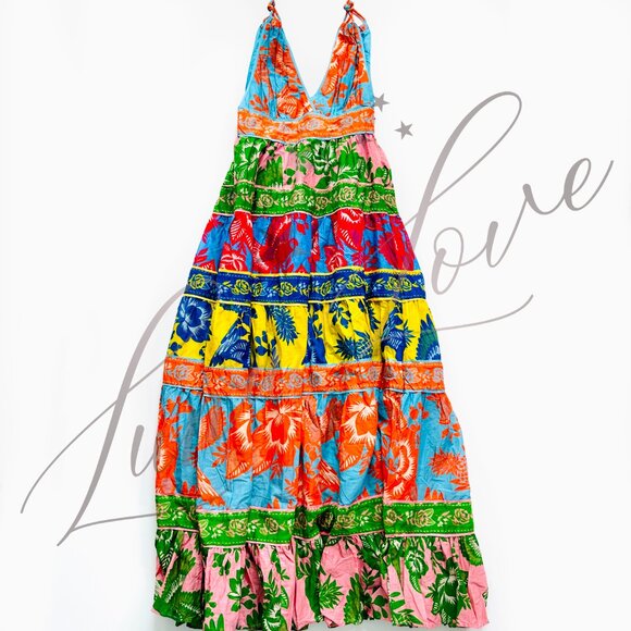 FARM RIO Mixed Lace Garden Midi Dress NWT - Picture 4 of 13